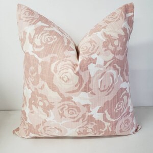 Blush pink pillow cover. Farrah Print Pillow cover.Floral Throw pillow cover. Cotton. Sham Pillow case. Select your size. image 3