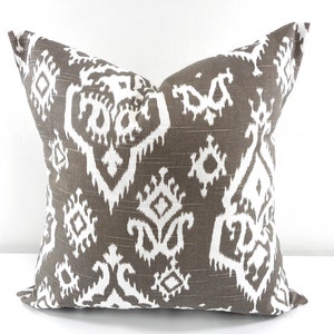 Brown pillow Cover,  Raji Print , White and brown Sham Pillow case. Brown Throw Pillow Cover. Cushion Cover. Select your size.