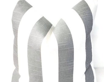 Ash Grey  & White pillow cover. Stripe  Print  Pillow cover. Grey and white Sham. Cotton.  Sham Pillow case. FARMHOUSE PILLOW COVER.