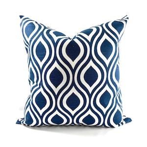 BLUE PILLOW. Navy blue Pillow Cover. Nicole. Blue and white Designer pillow cover. Sham Pillow case.Select your size.