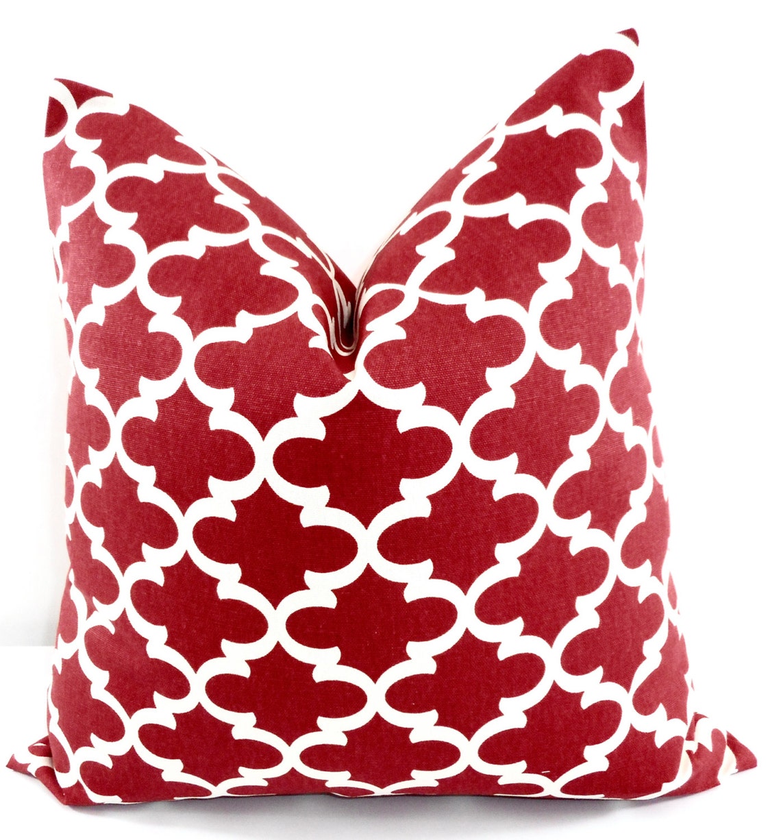 Red Pillow Cover. Fulton Print. Red and off White Sofa Pillow Etsy