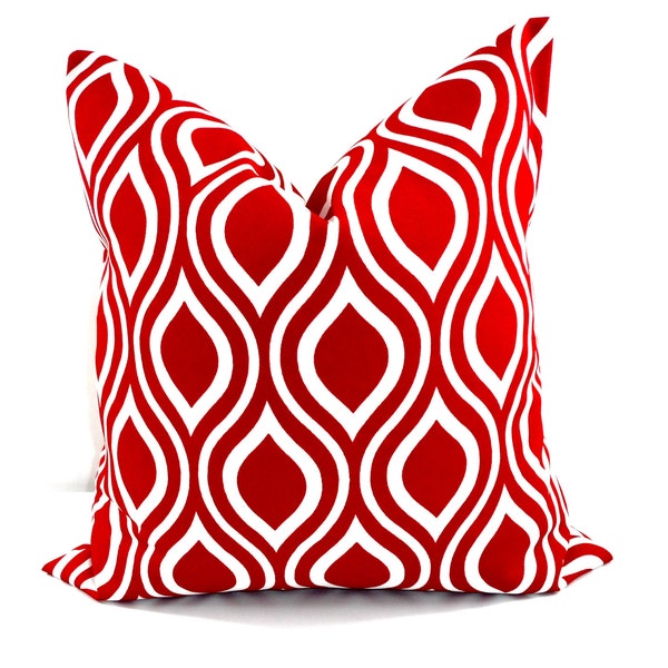 RED Pillow. Outdoor Indoor Pillow cover. Red and White.1 piece.  Stain dirt resistant. Cushion Cover. Select your size