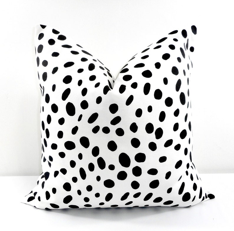 Black & white. 18x18 Dalmatian print pillows. Dalmatian. Animal print. Cushion Covers. Pillow Case. Farmhouse Pillow cover. Euro sham cover image 3