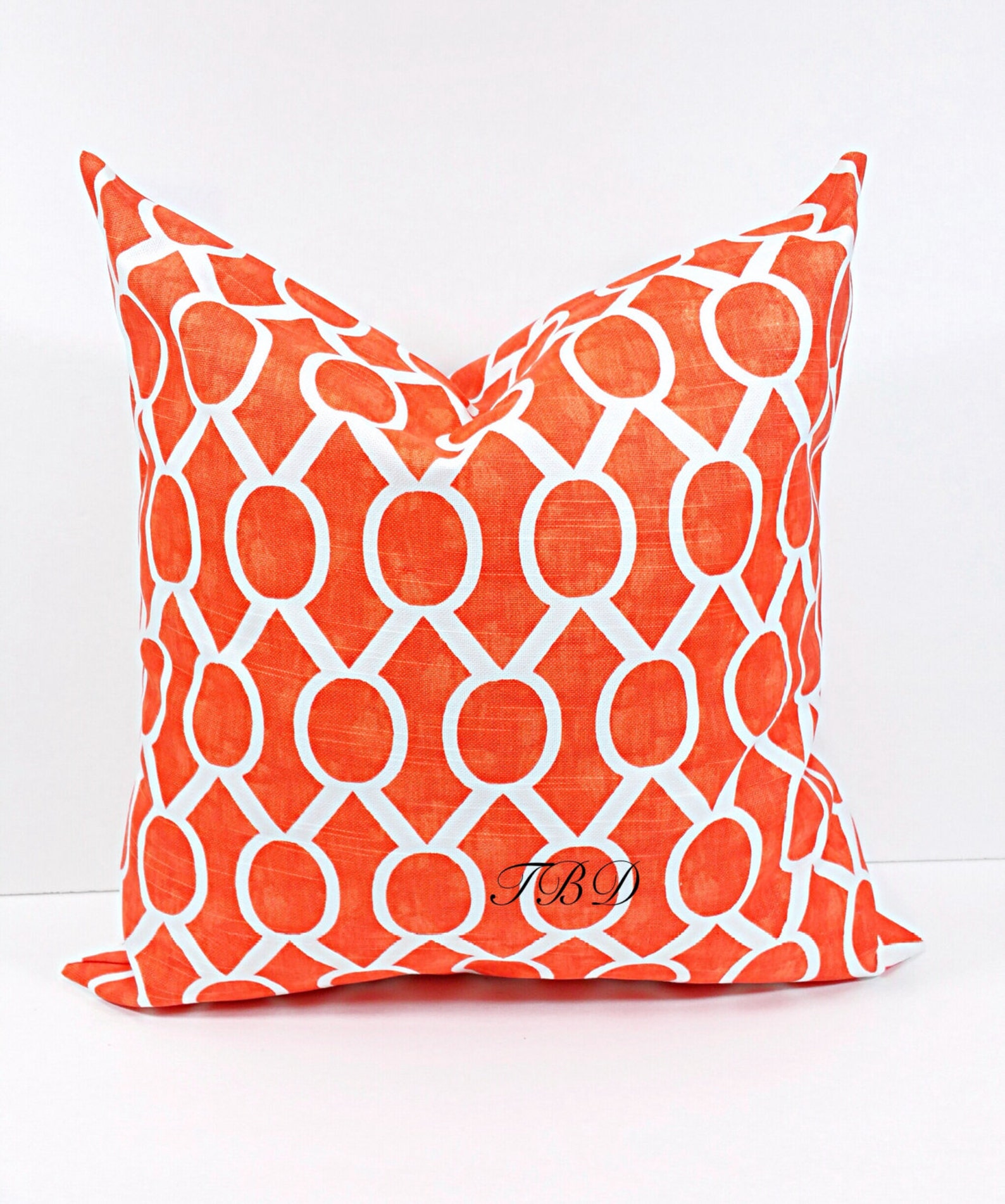 Orange Pillow Cover.set of Two Burnt Orange and White.burnt Etsy