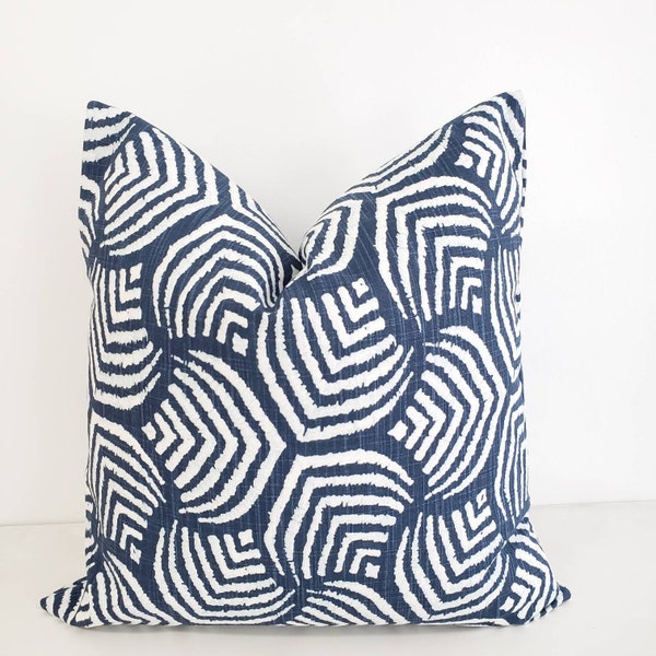 FARMHOUSE DECOR Blue  Pillow cover. Sea jewel print. Italian denim Slub Canvas  Throw pillow cover. Euro pillow case.