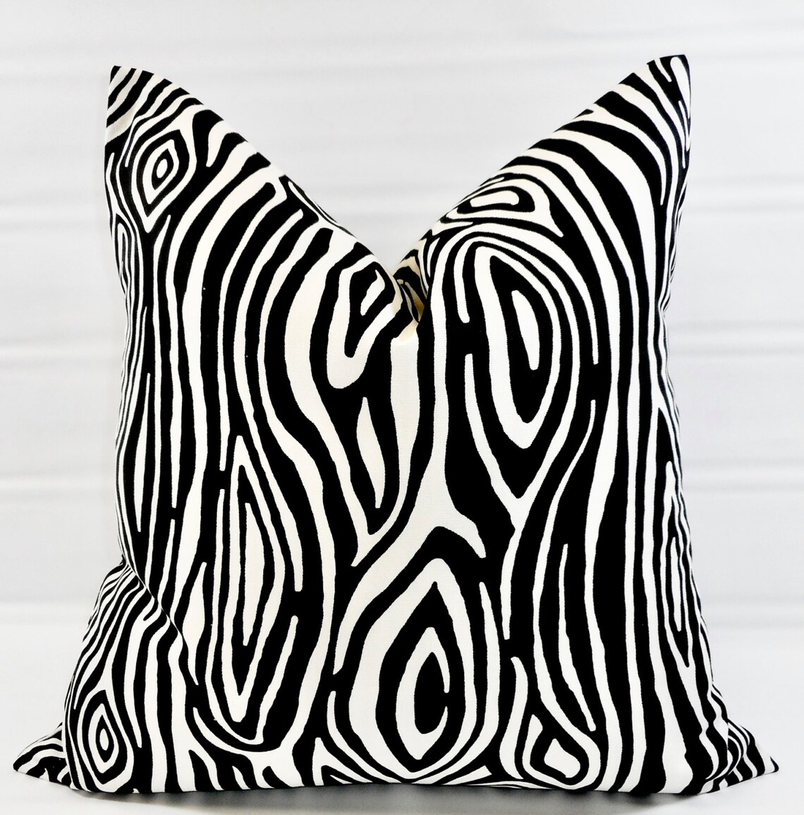 Black Pillow Cover. Willow Black & White .wood Grain Design. Etsy