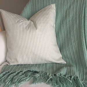 Grey ticking stripe. Pillow cover. Grey stripe. Grey classic stripe pillow. Grey sham cover. Farmhouse decor. Decorative Pillow cover. image 1