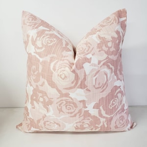 Blush pink pillow cover. Farrah Print Pillow cover.Floral Throw pillow cover. Cotton. Sham Pillow case. Select your size. image 1