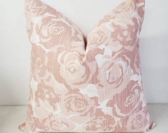 Blush pink   pillow cover. Farrah  Print Pillow cover.Floral  Throw pillow cover. Cotton. Sham Pillow case. Select your size.