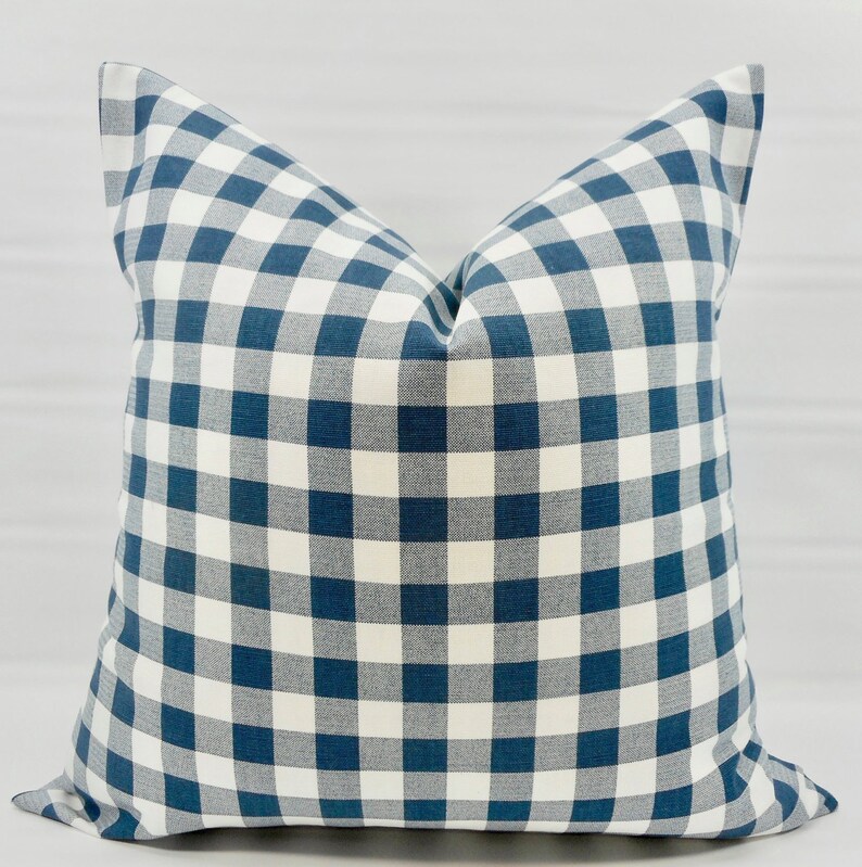 FARMHOUSE DECOR Blue Pillow Cover. Premier Navy & White. Plaid Etsy