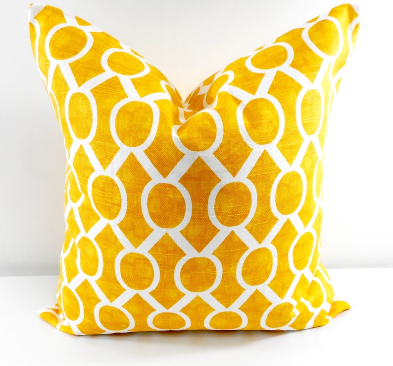 Yellow Pillow Cover. 18x18 Yellow and White Cushion Cover. Etsy Hong Kong