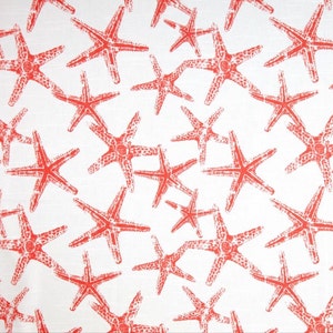 Nautical Valance. Salmon Star fish. Curtain. Window treatment.  Designers pattern.window topper. Choose  your sizes