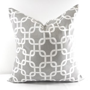 Farmhouse Pillow Cover. Grey Pillow Cover. Grey chain link. Grey and white Cushion cover. Cotton Twill. Farmhouse Decor. All sizes.