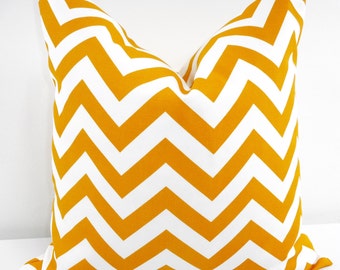 Yellow chevron Pillow Cover. Mustard Yellow. Indoor Outdoor Through Pillow  cover. Stain dirt resistant  pillow. Choose your size.