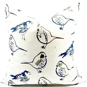 Blue & white Pillow cover. Bird Toile Regal Blue Print Pillow cover. Country Style Pillow Case. 1 piece. Cotton. Farmhouse Pillow Cover,