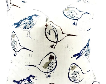 Blue & white Pillow cover. Bird Toile Regal Blue Print Pillow cover. Country Style Pillow Case. 1 piece. Cotton. Farmhouse Pillow Cover,