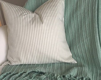 Ticking Stripe Pillow, Farmhouse Pillow Covers, Gray Ticking Pillow Covers, Farmhouse Decor