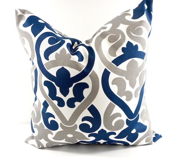 Navy and grey Pillow cover. Indoor. Outdoor. stain & dirt Etsy