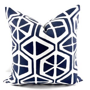 SALE Blue Pillow cover, Blue Farmhouse Pillow, Blue Throw Pillow, Home Decor, Geometric Blue Pillow, Country Style pillow, Blue Euro