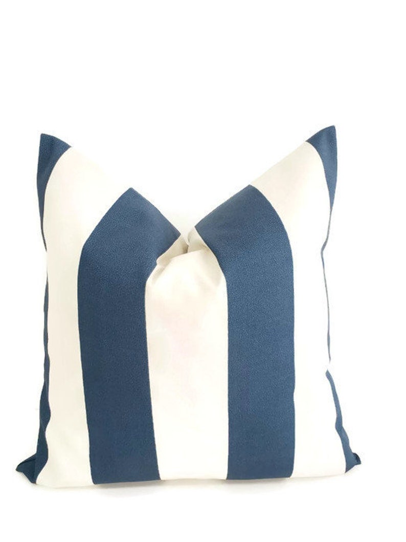 Oxford Blue Pillow cover.Stripe Navy Decorative Pillow Cover Farmhouse