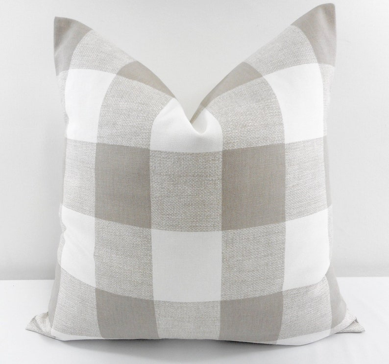 Ecru Buffalo Check Pillow Cover. Buffalo check. Anderson. Beige Sofa Pillow Cover. Cushion Covers.Pillow Case.Pillow. Farmhouse Decor. image 1