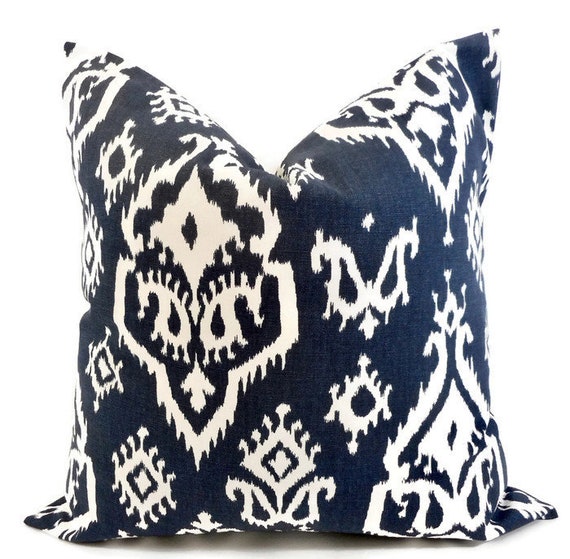 Blue Pillow cover. Raji Ikat blue and white Decorative Etsy
