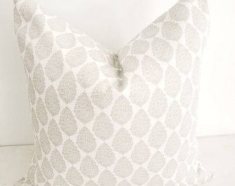 Snowy Grey Floral Pillow Cover | Jersey Print Throw Pillow Case