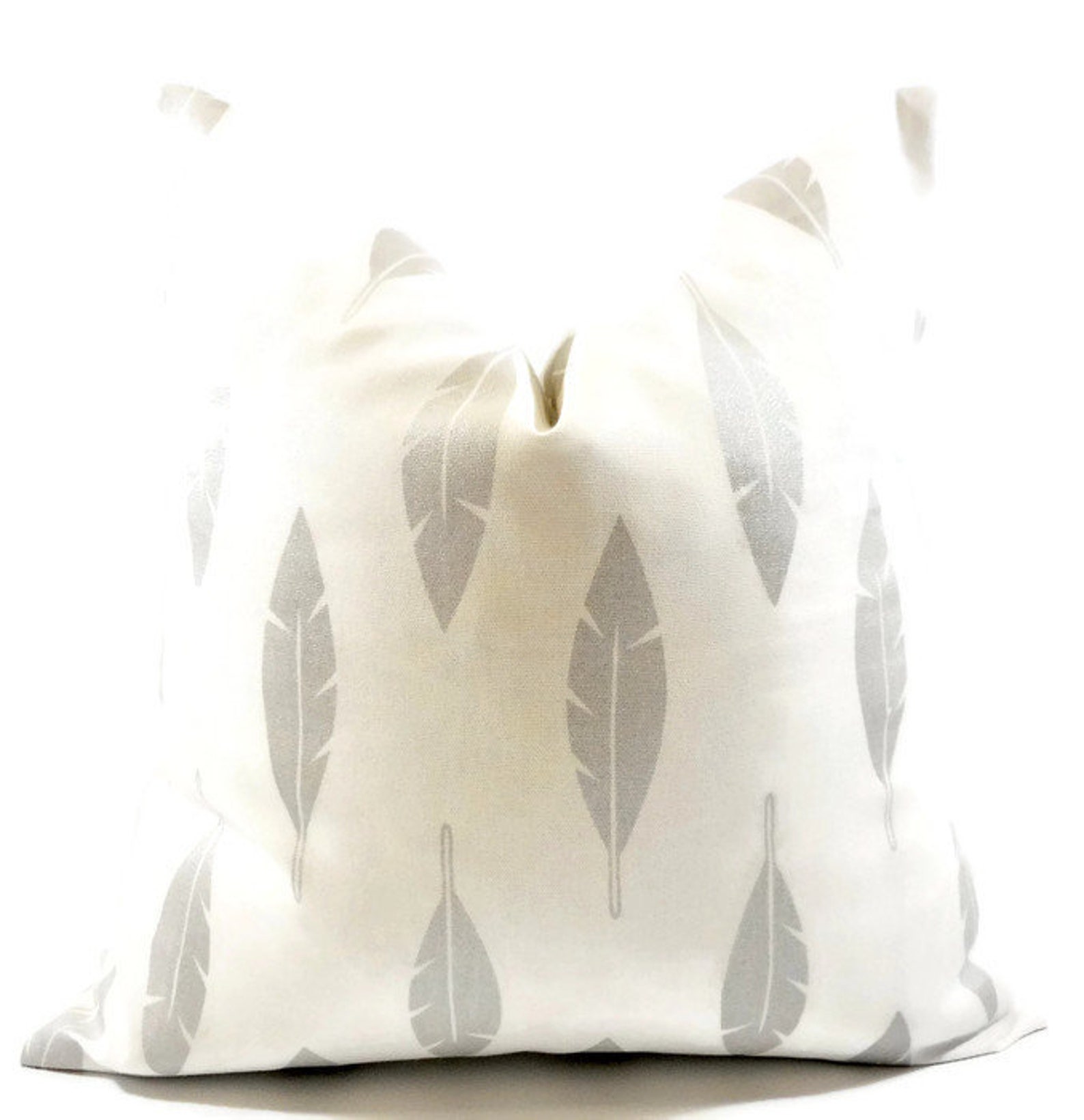 Silver Feather Pillow Cover. Luna Silver Print. Metallic. Bold Etsy