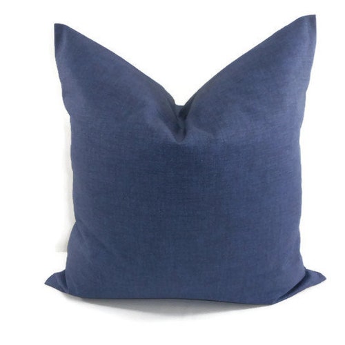 Vintage Indigo Pillow Cover. Blue Solid Color. Jackson. Linen Etsy