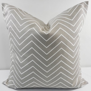 Ecru taupe  & White  Pillow cover. Chevron Print. Throw pillow cover. Cotton.Sham Pillow case. Select your size.