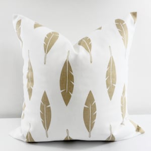 Gold  Pillow. Athena Gold Sofa Throw Pillow cover. Feather  print pillow Cover. Cushion Covers.Pillow Case.1 piece. cotton.Select size