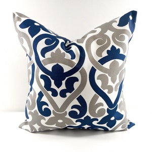 Blue and grey Pillow cover. Indoor. Outdoor. stain & dirt resistant Decorative pillow case. Select your size image 2