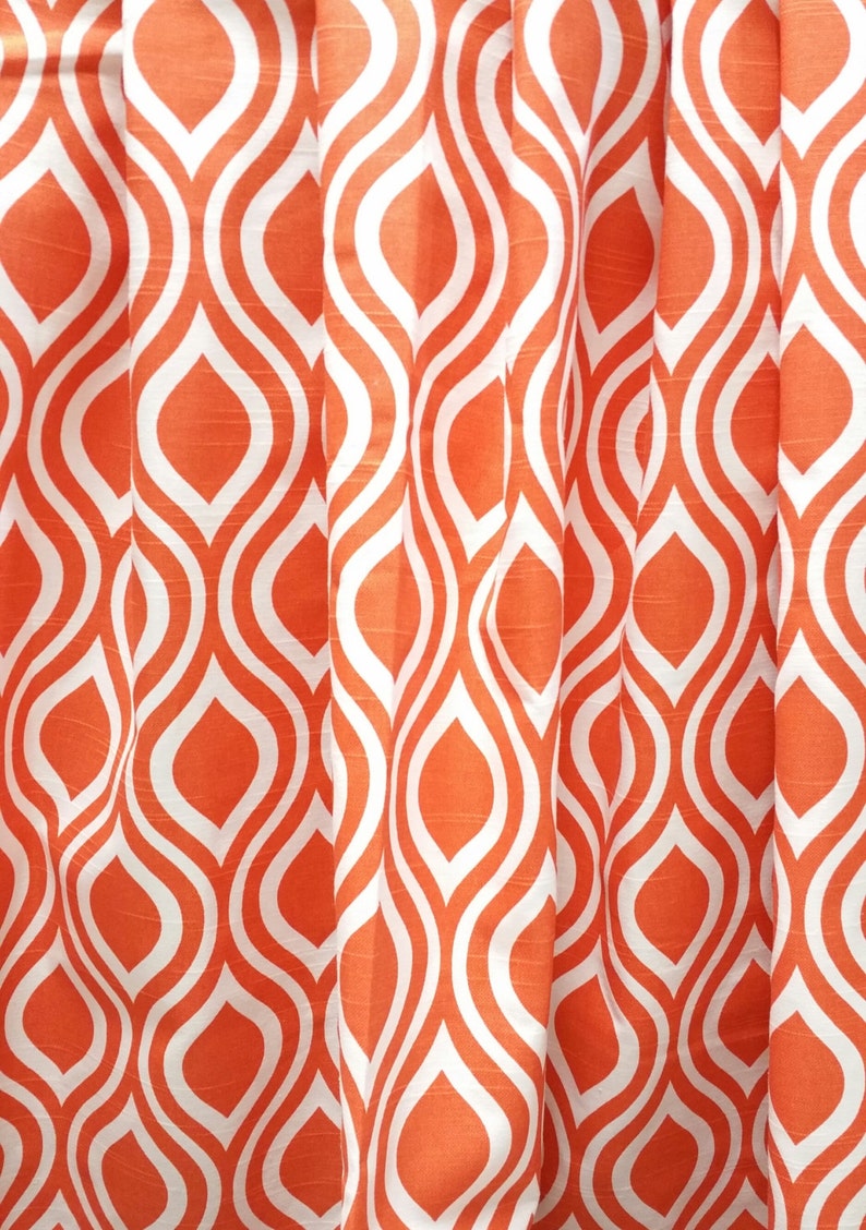 Curtain.2 Panel Curtain.tangelo.Window Treatment.orange and white.unlined.Nicole.Designers pattern.Choose your sizes.cm