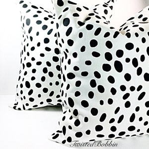 Black & white. 18x18 Dalmatian print pillows. Dalmatian. Animal print. Cushion Covers. Pillow Case. Farmhouse Pillow cover. Euro sham cover image 4