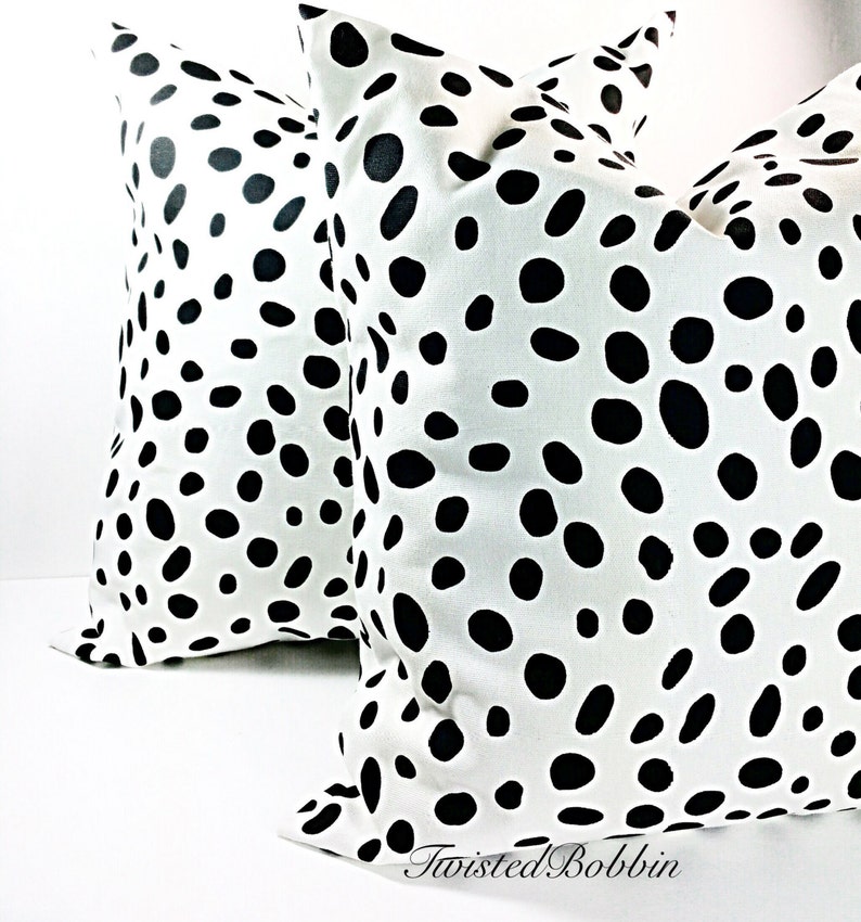 Black & white. 18x18 Dalmatian print pillows. Dalmatian. Animal print. Cushion Covers. Pillow Case. Farmhouse Pillow cover. Euro sham cover image 4