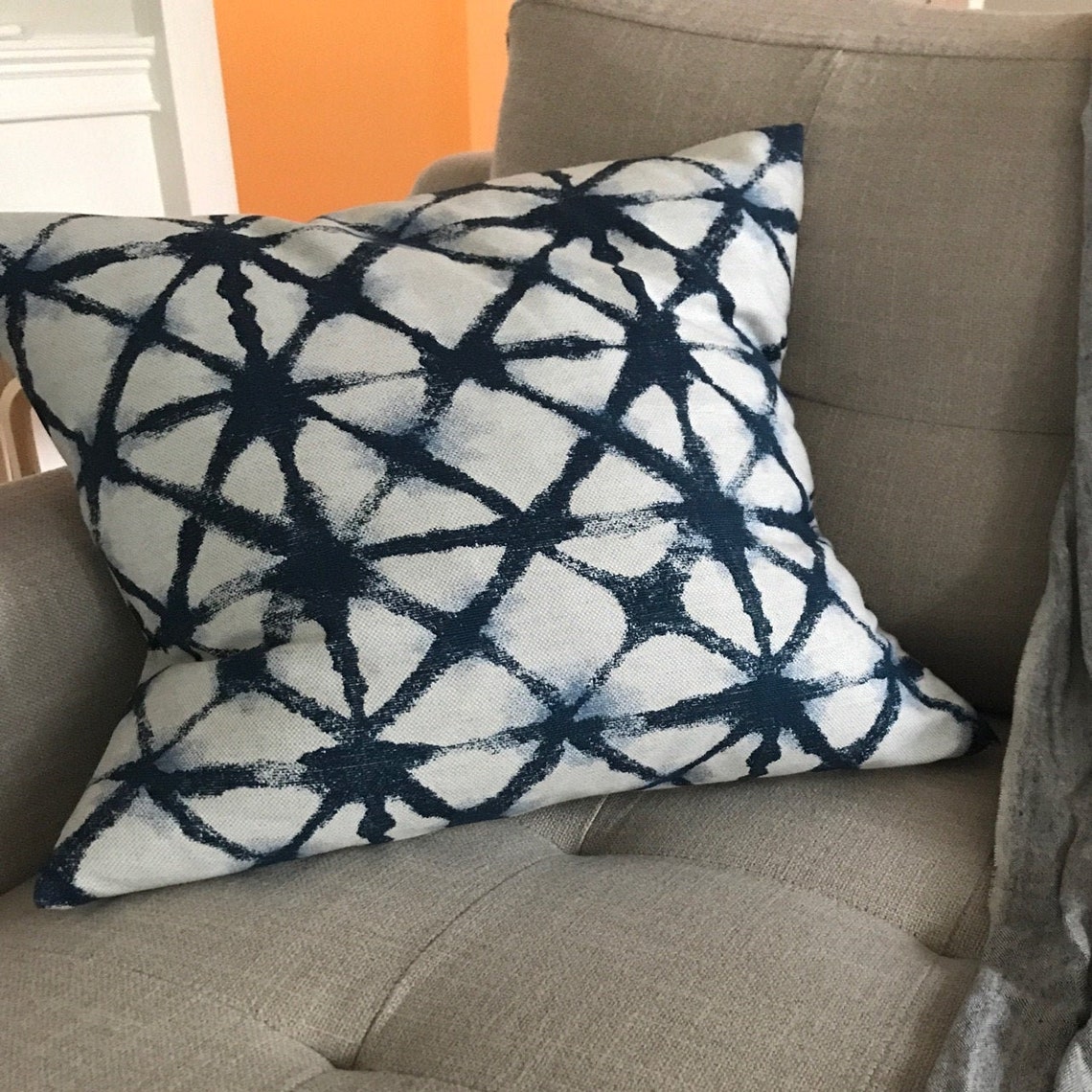 Off White Pillow Cover. Shibori Net Print Pillow Cover. Pillow Etsy