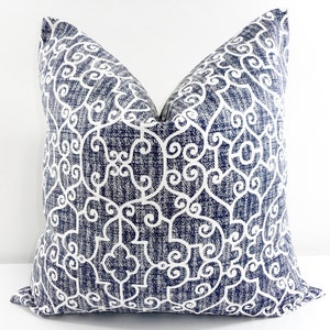 Vintage Indigo Pillow. Ramey. Indigo and White. Sofa Pillow Cover. Sham cover.Cushion Covers.Pillow Case.1 piece. cotton.Select size