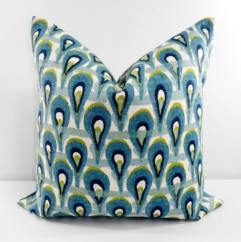 Blue Pillow Cover. 18x18 Pillow Cover. Designer Pillow. Etsy