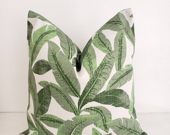 Pillow cover. Indoor outdoor. Green & white pillow cover. Mirage Jungle Cushion cover. Sham cover. Throw pillow cover. Luxe polyester fabric