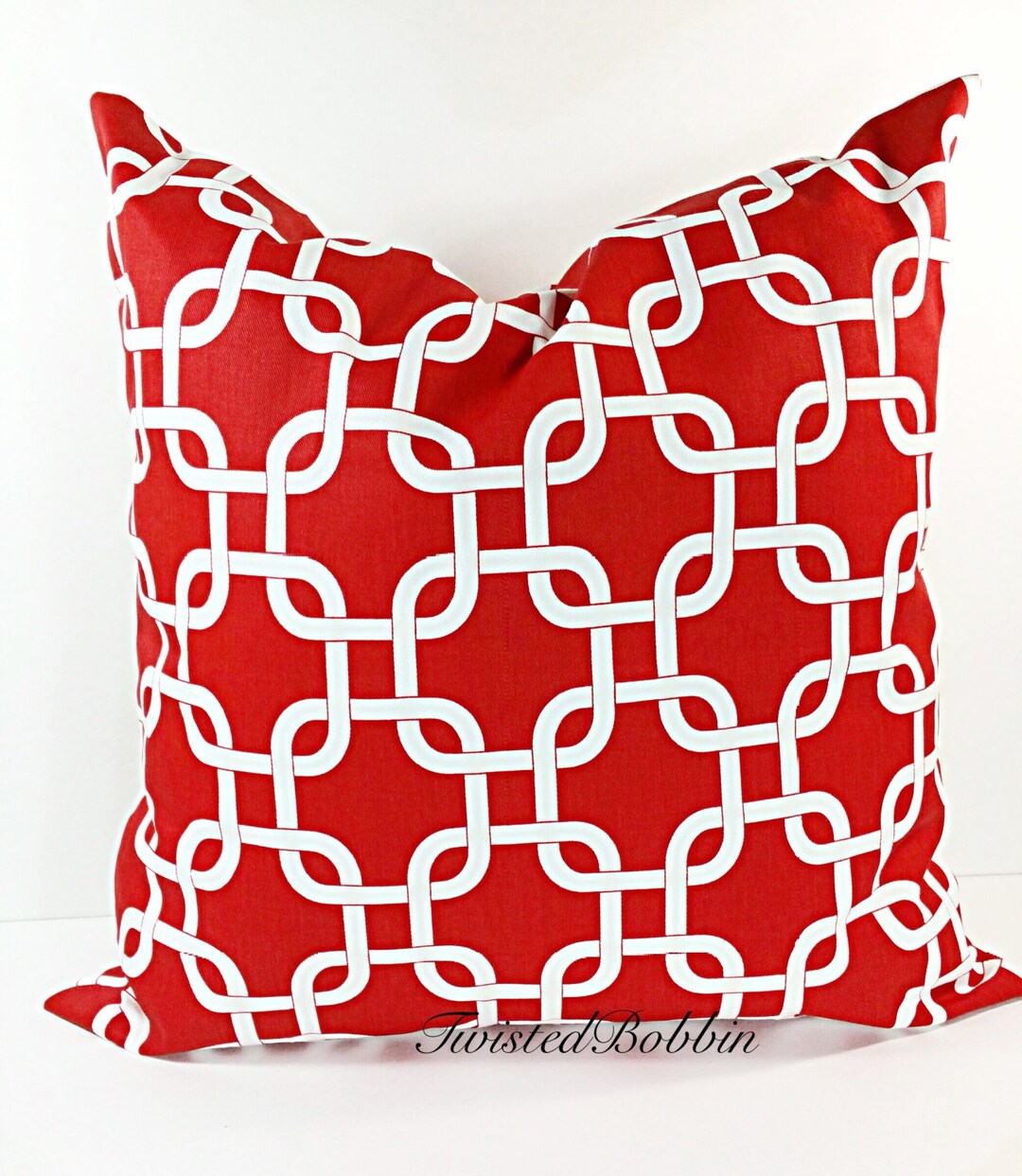 Christmas Pillow. Red Pillow. RED Pillow Cover. Chain Link Pillows. Red