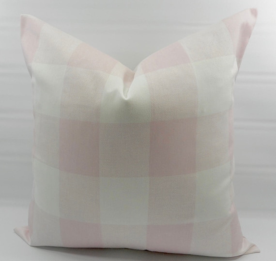 FARMHOUSE DECOR. Light Pink Pillow cover. Pink Buffalo Check  Print Pillow cover. Country Style Pillow Case. 1 piece. Cotton.Pillow.