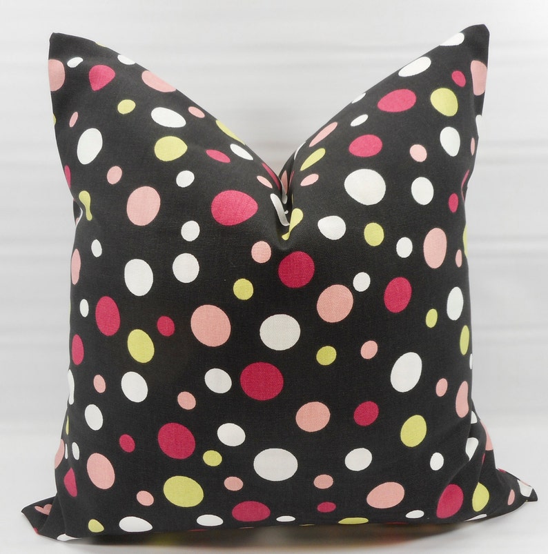 Black Pillow Cover. Black Polka Dots Print Pillow Cover. Etsy