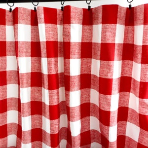 Red Curtains. Red Checks Curtains. County Red and white Panels. Checkered. Window Treatment. Cotton.unlined.Designers. Choose size