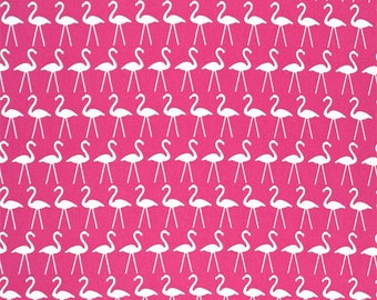 Pink  Fabric. Premier Prints. Pink  & white Flamingo Print Fabric.  Flamingo Home decor fabric.Fabric Remnant. Per piece.