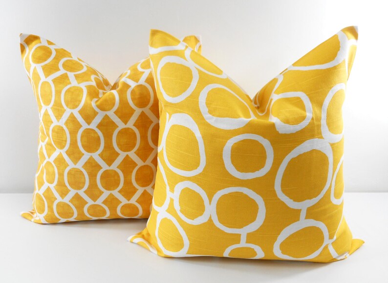 Yellow Pillow Cover. 18x18 Yellow and White Cushion Cover. Etsy Hong Kong