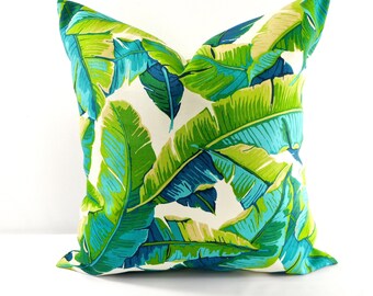 Palm Pillow cover. Balmoral Opal. Indoor Outdoor Pillow cover. Stain dirt  fade resistant. Cushion cover. Palm prints. Tropical.