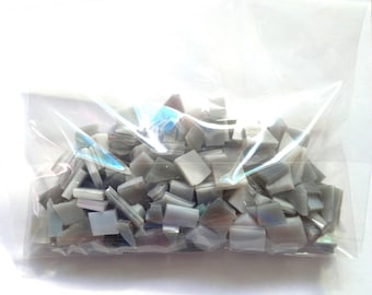 Opaque Grey Stained Glass Mosaic Tiles: Random Shapes, 100g
