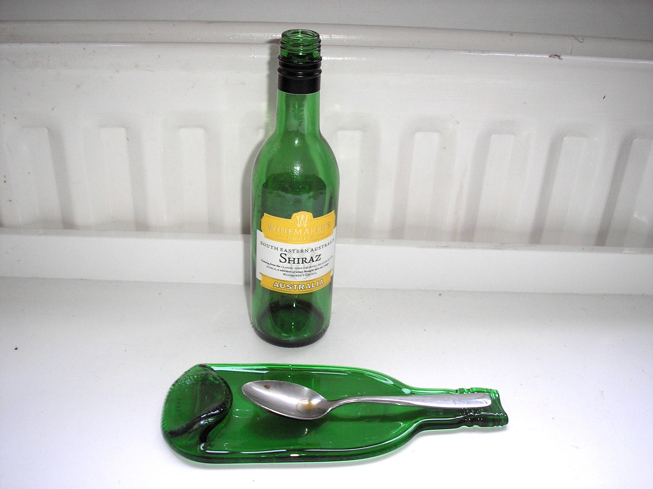 Recycled Mini Glass Wine Bottle Spoon Rest Flattened Bottle Etsy UK