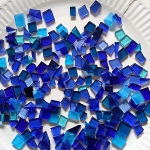 Blue Stained Glass Mosaic Tiles: Random Shapes, Craft Supplies (100g)