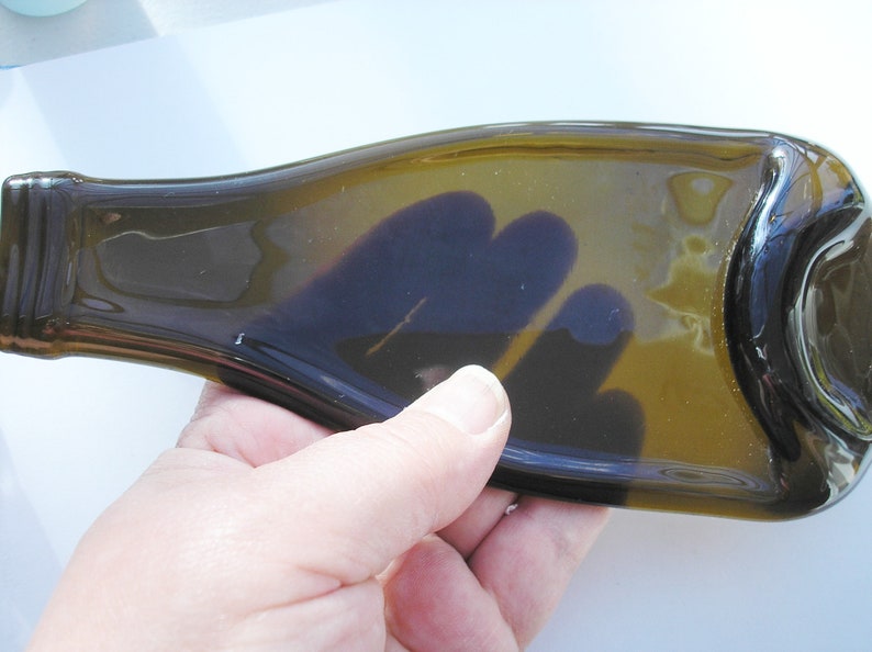 Recycled Mini Glass Wine Bottle Spoon Rest Flattened Bottle Etsy UK
